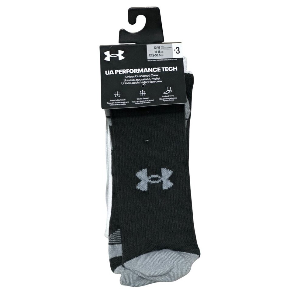 Under Armour Performance Tech Crew Socks 3-Pack Unisex Size XL